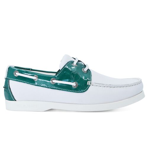 Women’s Boat Shoes Seajure Gidaki Leather Green and White