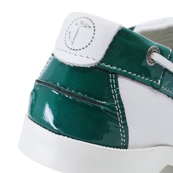 Chaussures Bateau Femme Seajure Gidaki Cuir Vert et Blanc 6