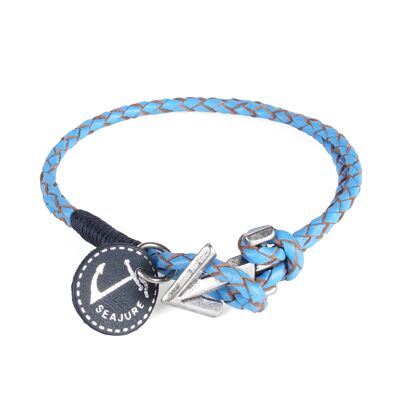 Bracelet Socotra Cuir Tressé Seajure Bleu