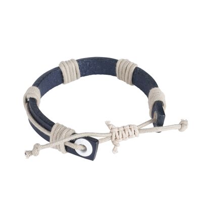 Bracelet Motuo Corde Nautique et Cuir Seajure Bleu Marine