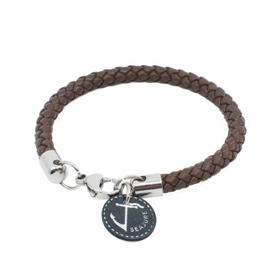 Bracelet Corse Cuir Tressé Seajure Marron