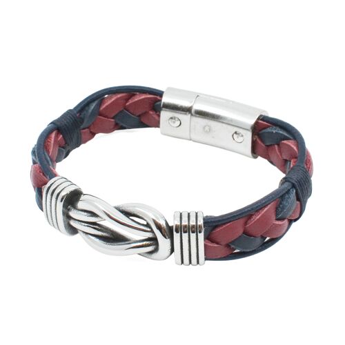 Seajure Braided Leather Navarino Bracelet Red and Navy Blue