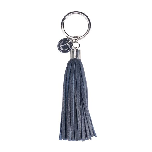 Seajure Navy Leather Tassel Keychain
