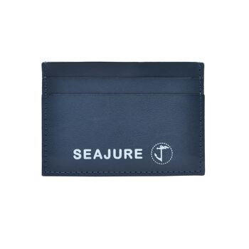 Porte-cartes en cuir bleu marine Seajure 1