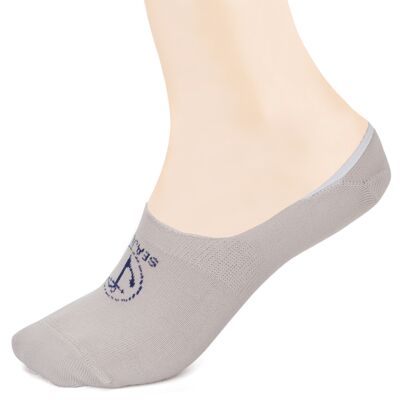 Seajure Cotton No Show Low Cut Invisible Socks with non-slip silicone heel Cream and Navy Blue Unisex, for men and women