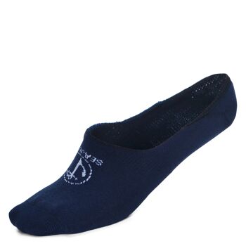 Lot de 5 chaussettes invisibles invisibles en coton Seajure avec talon en silicone antidérapant crème et bleu marine unisexe, pour hommes et femmes 3
