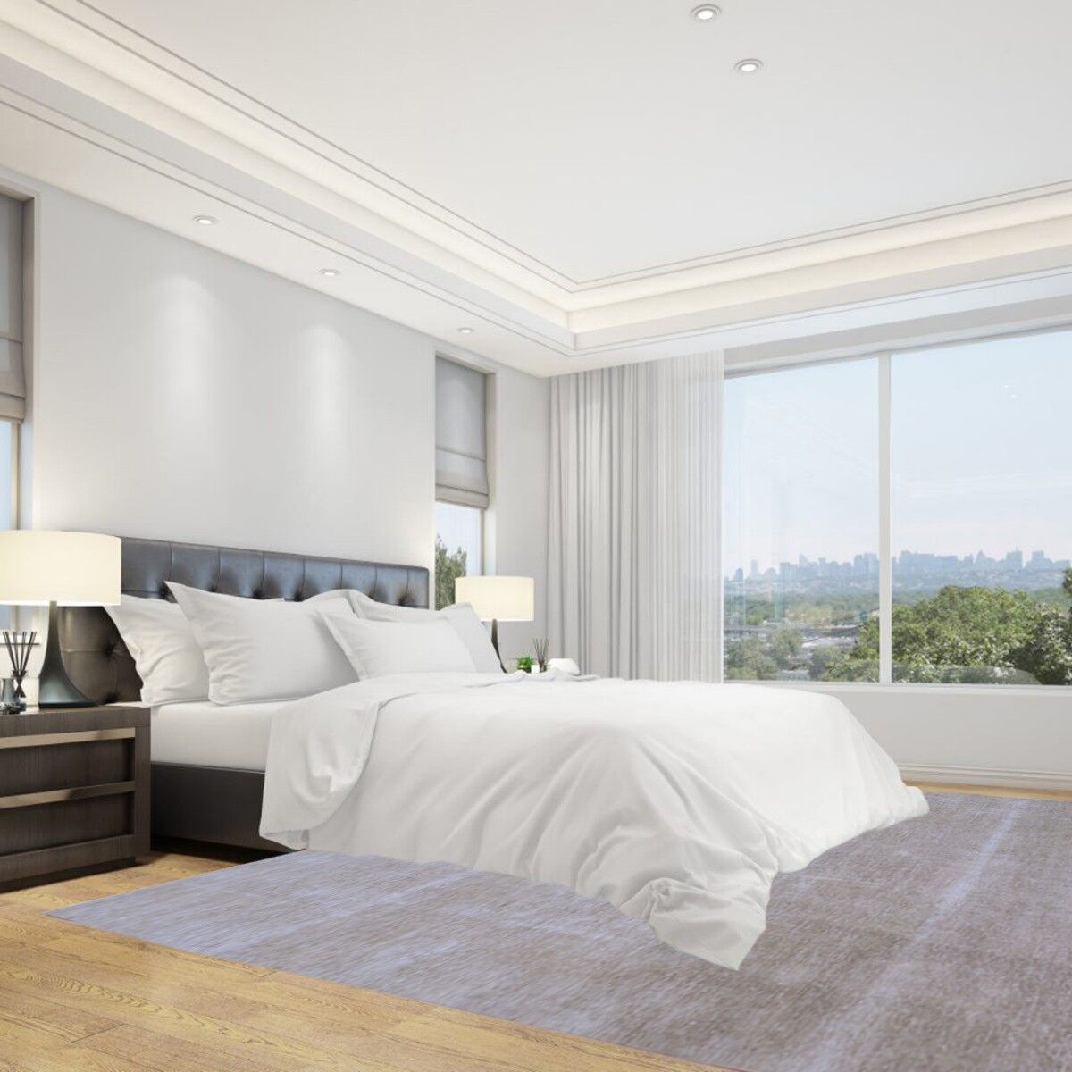 Tappeto orientale grigio sovratinto Babbo Natale