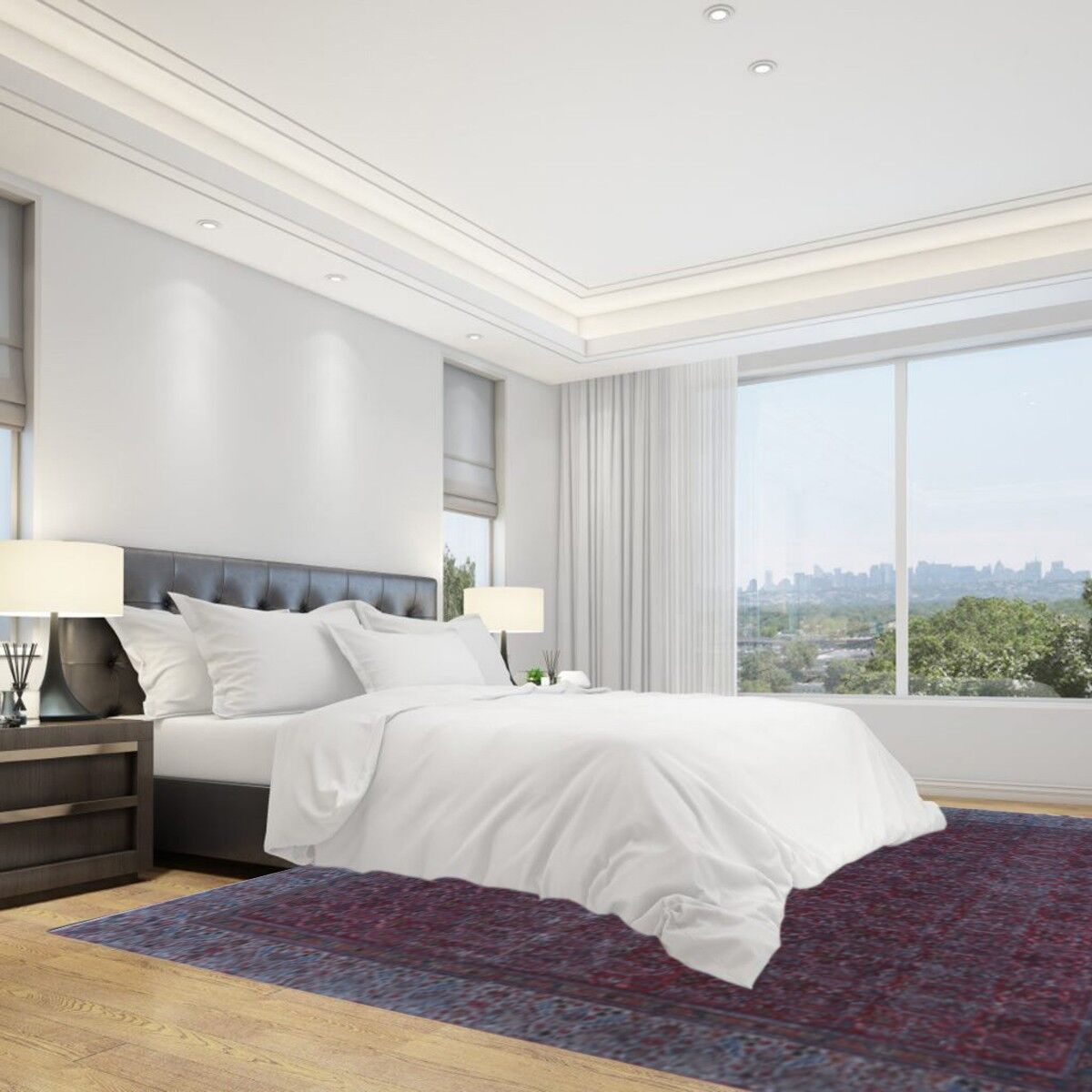 Tappeto vintage con melanzane sovratinte