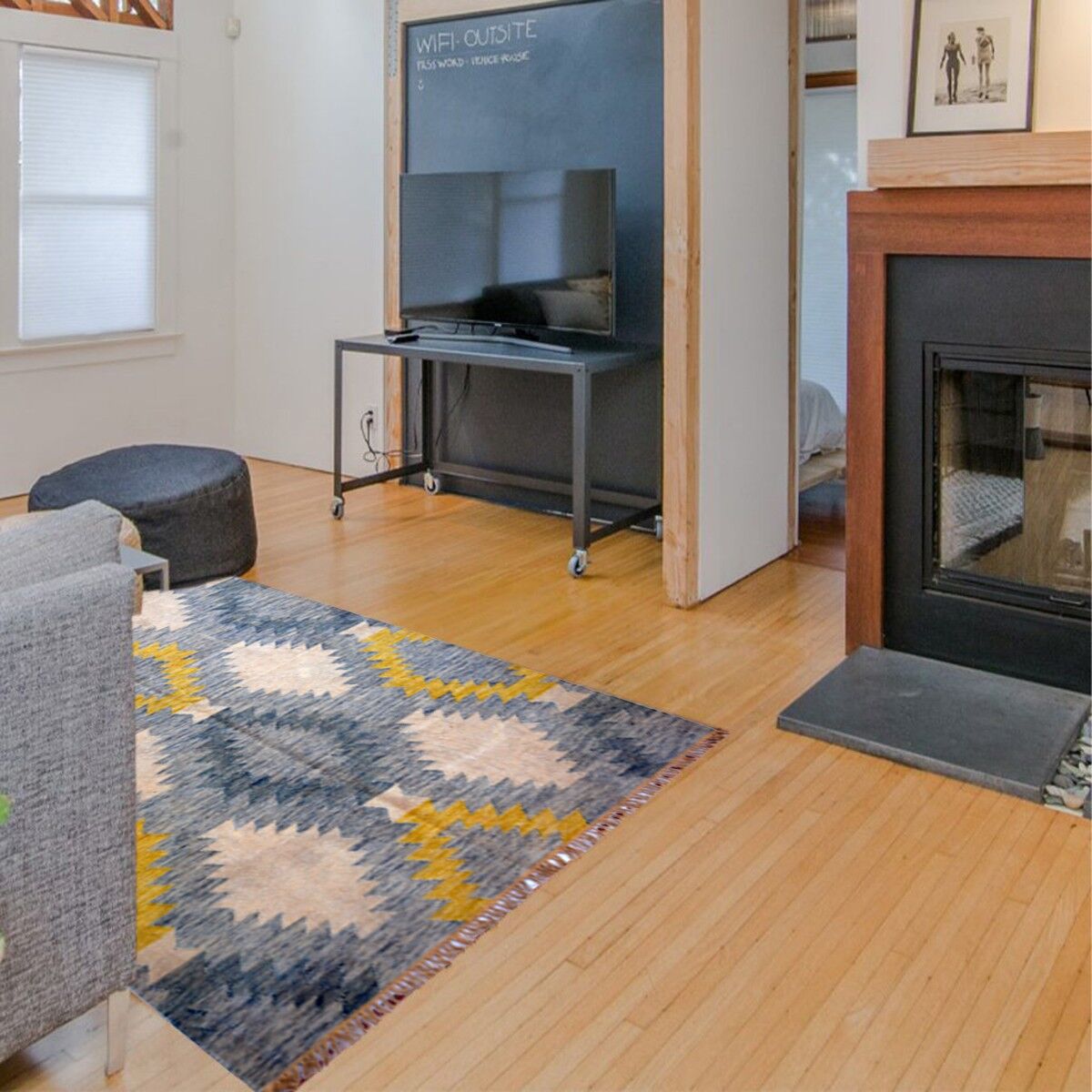 Tappeto Kilim vintage in alluminio fatto a mano