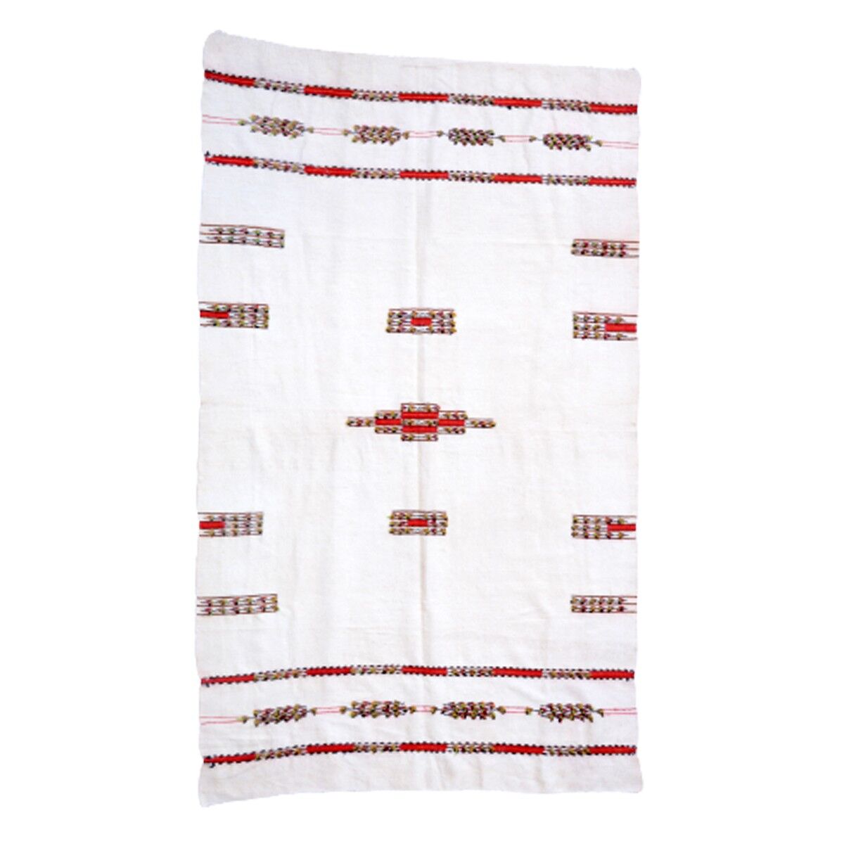 Tappeto Kilim vintage tribale bianco