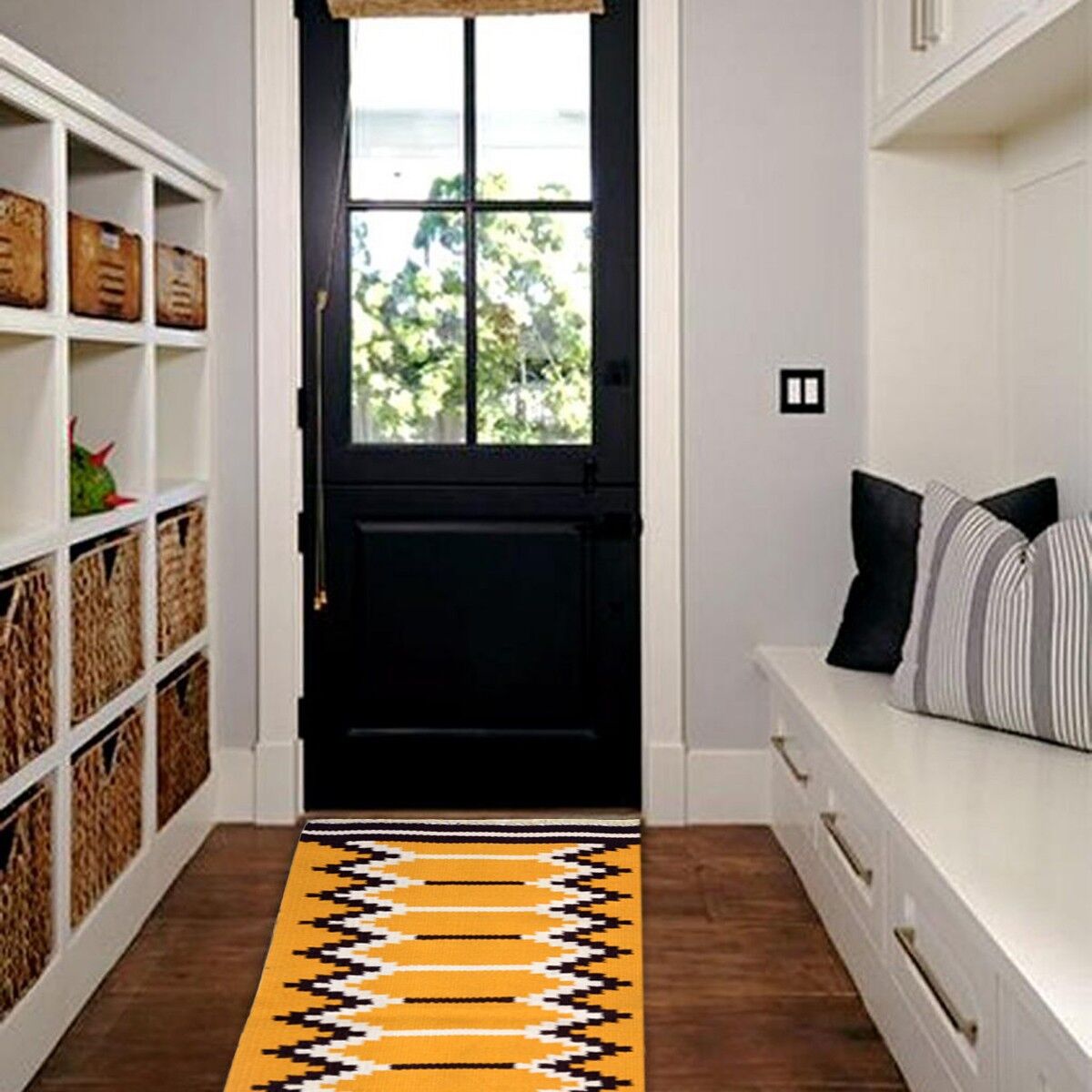 Runner marino vintage fatto a mano all'olivello spinoso