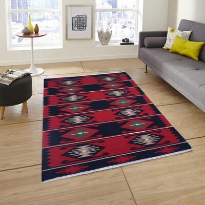 Aztec Handmade Mexican Red Vintage Rug