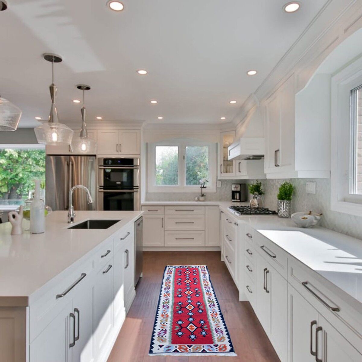 Runner rosso ciliegia fatto a mano vintage