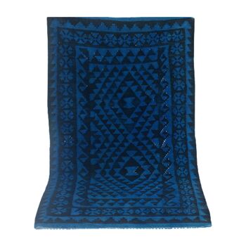 Tapis bleu Catalina fait main vintage 1