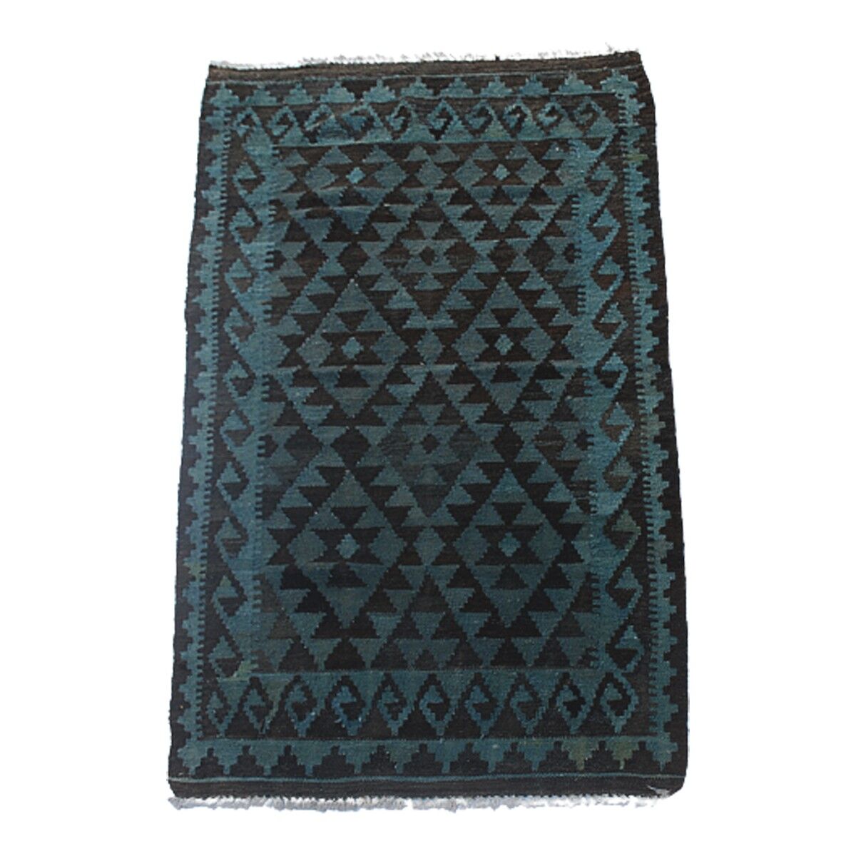 Tappeto Kilim vintage fatto a mano in abete sbiancato