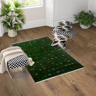 Tappeto Kilim Berjista Seaweed Verde