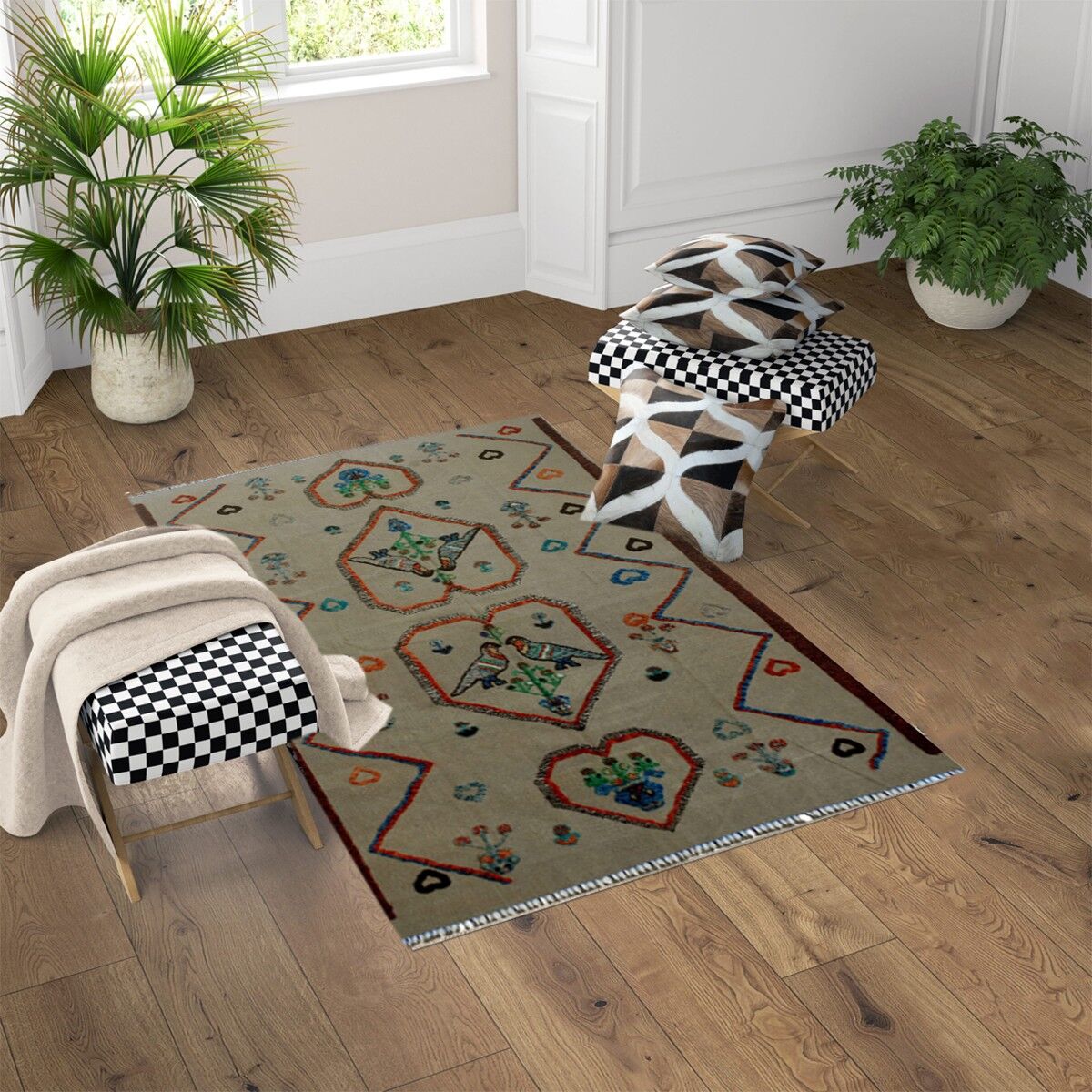 Tappeto Kilim Berjista Makara Beige