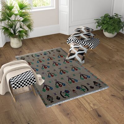 Tappeto Kilim Soumak Torba Beige