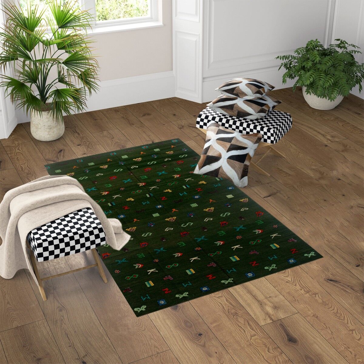 Tappeto Kilim Soumak Foresta Nera
