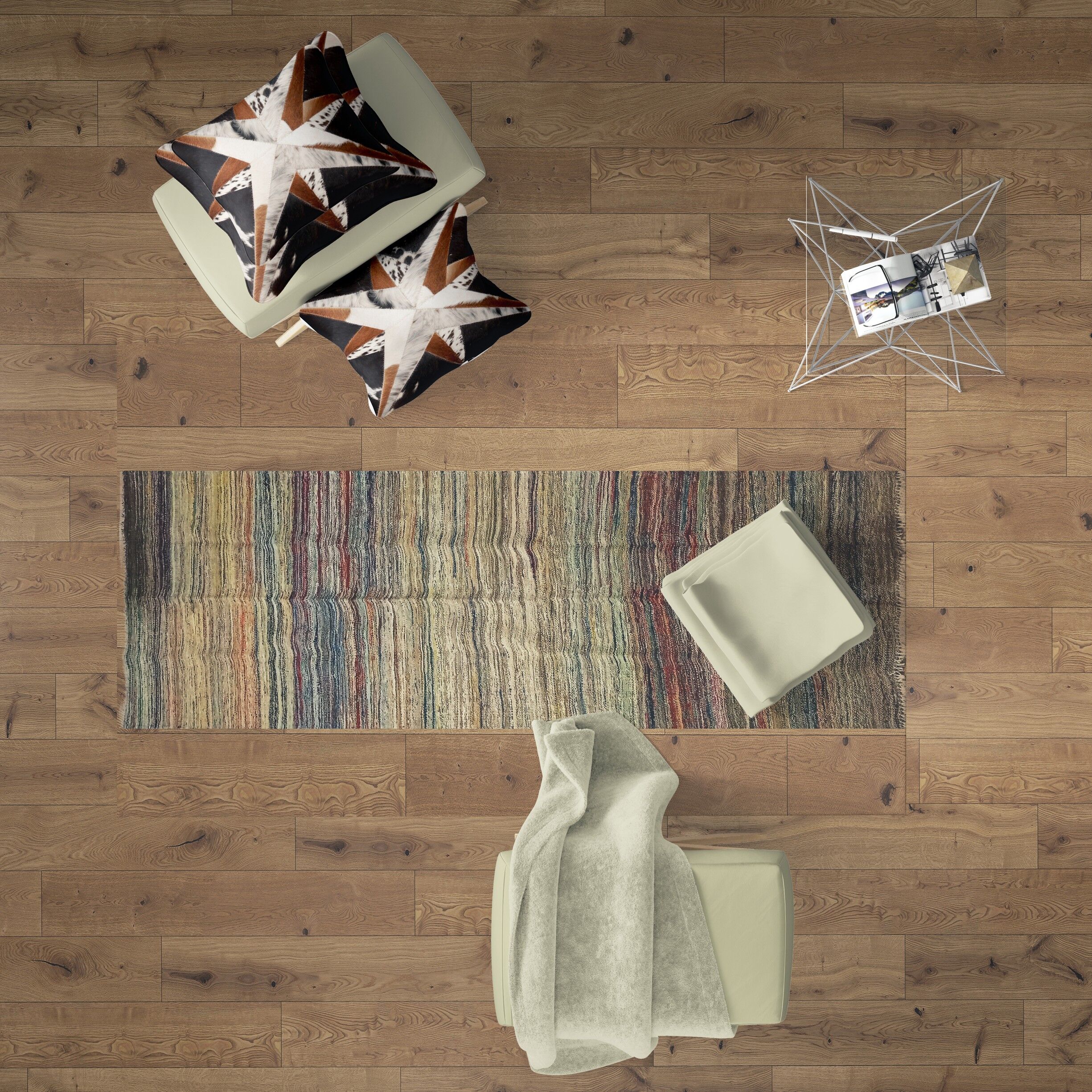 Runner Kilim marrone kaki intrecciati a mano