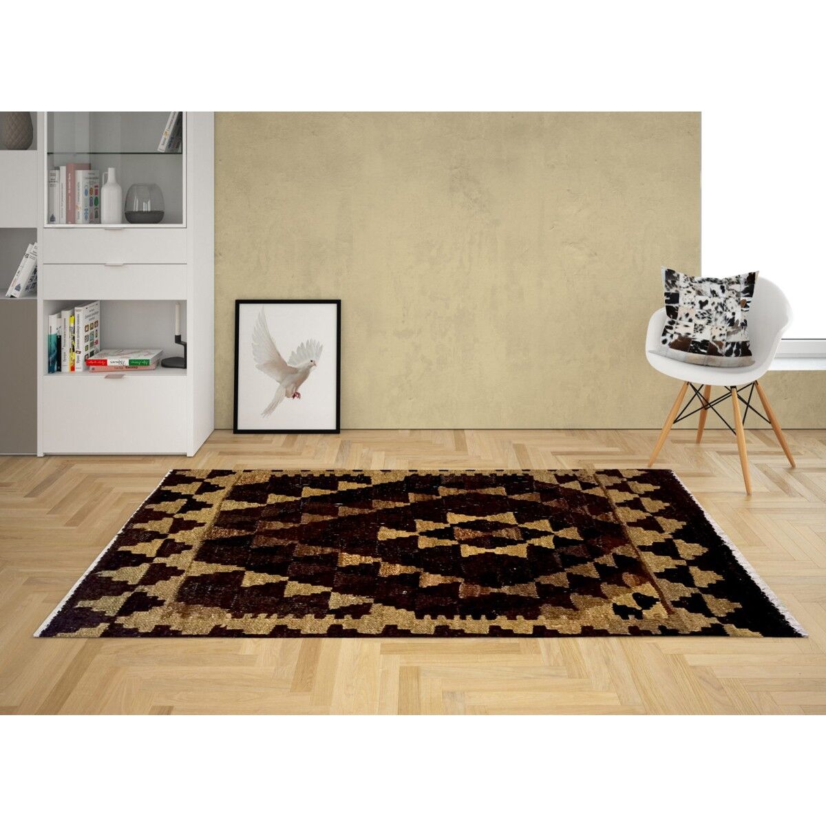 Tappeto Kilim neutro fatto a mano