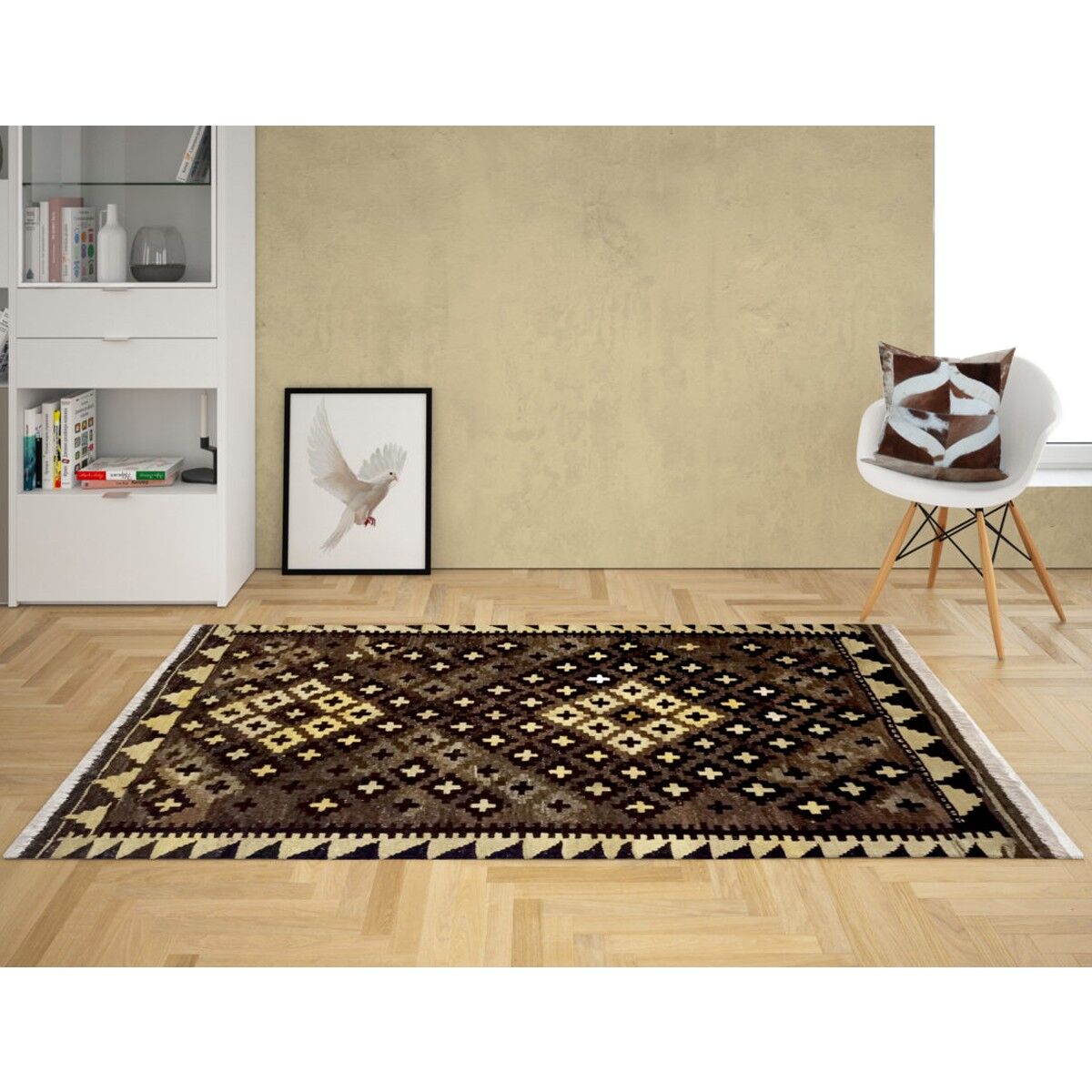 Tappeto Kilim in corteccia di legno fatto a mano