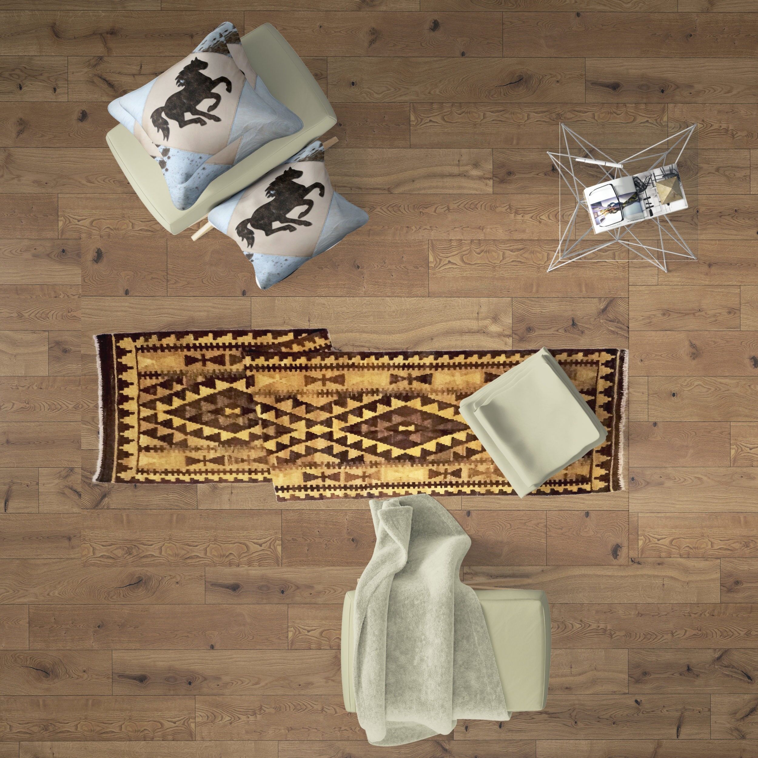 Corredor Kilim calcáreo tejido a mano