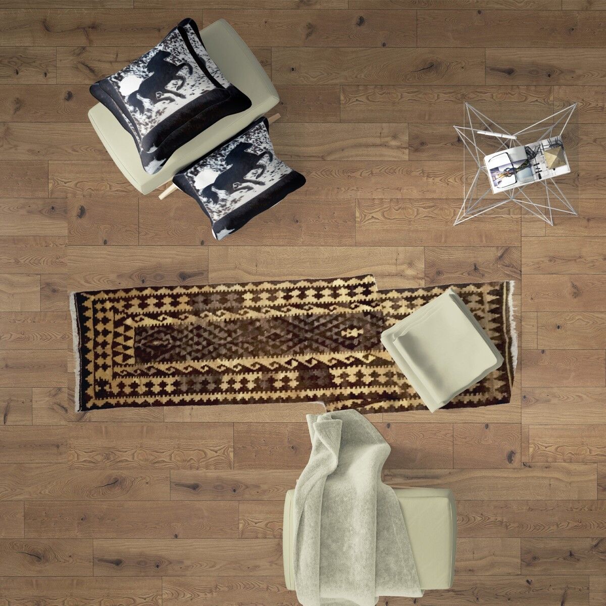 Camino Kilim antiguo de maíz y cebada