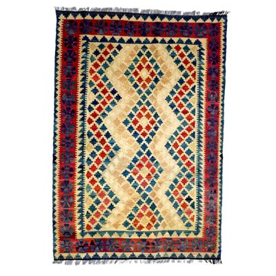 Alfombra Kilim antigua de trigo tejida a mano