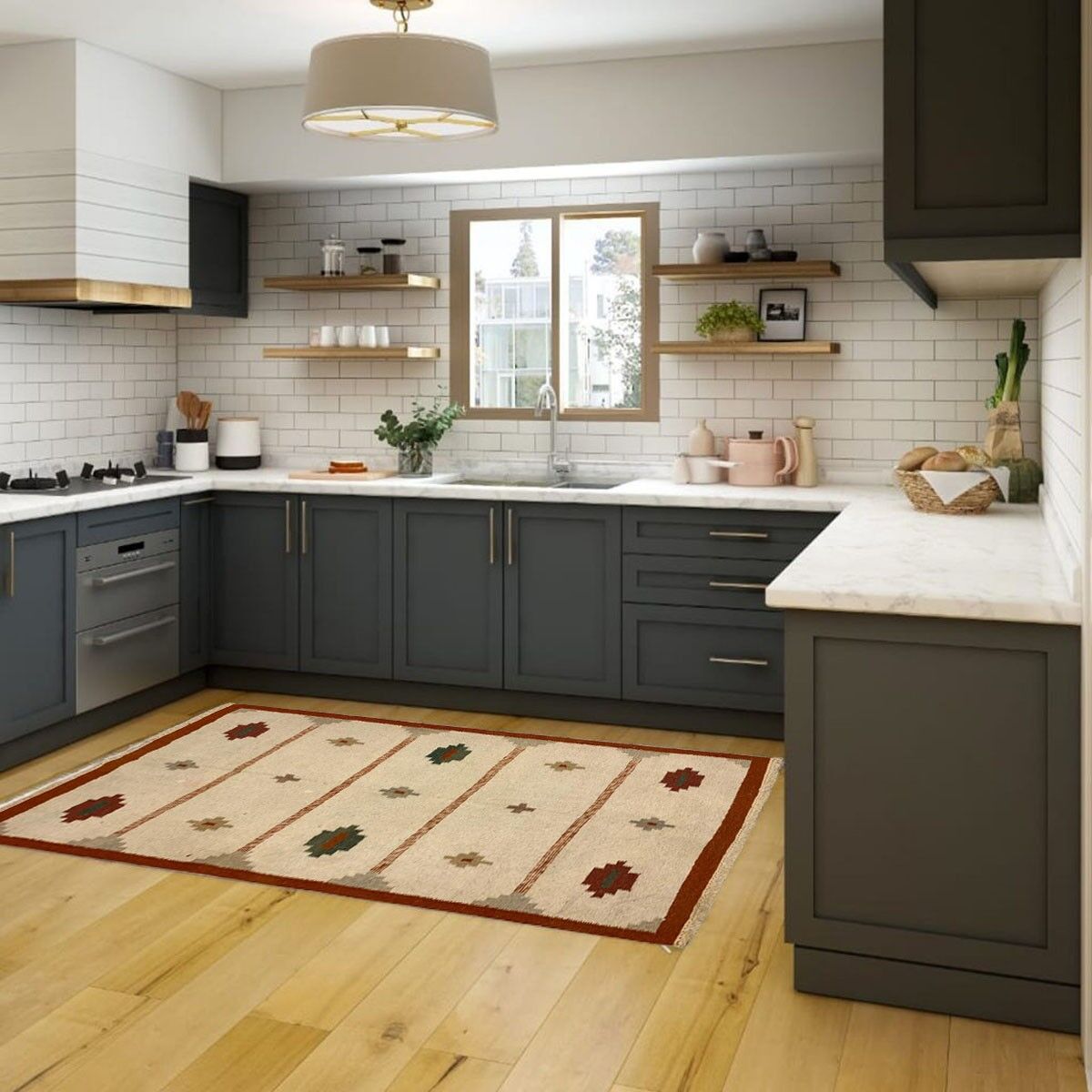 Tappeto per bambini in alberello Kilim vintage tessuto a mano