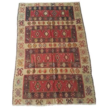 Tapis gris taupe fait main vintage 2