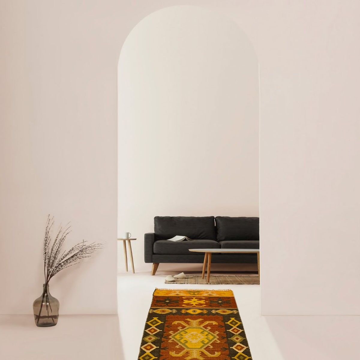 Tappeto da campeggio fatto a mano vintage semi antico