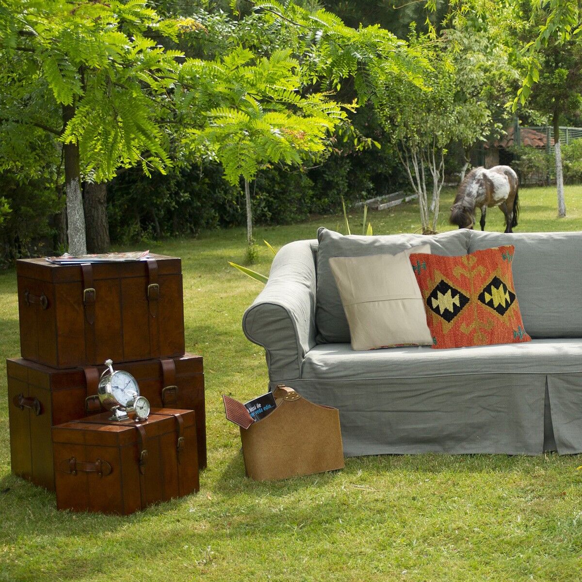 Geometriskt rått Sienna Kilim kuddfodral