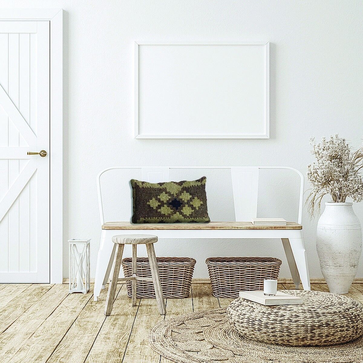 Fodera per cuscino a olio intrecciata a mano Kilim