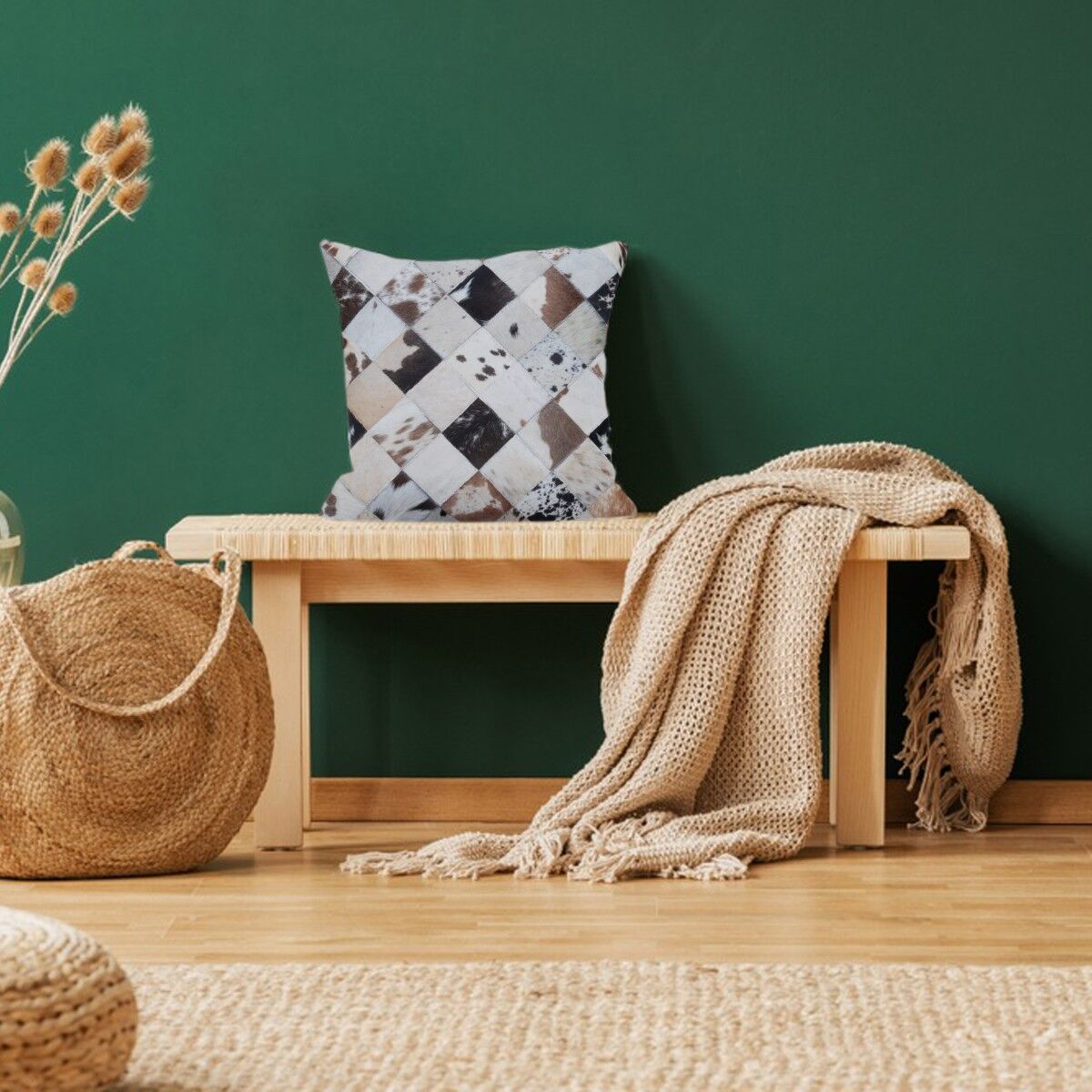 Französischer grauer Kissenbezug aus Rindsleder