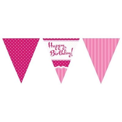 Celebraciones Valor Perfectamente Rosa Bandera de papel Banderines Feliz cumpleaños