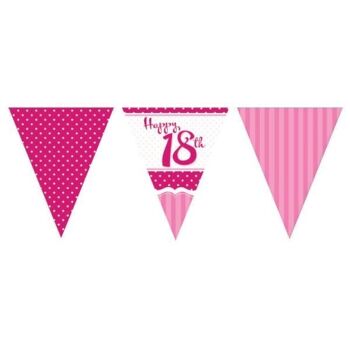 Bruant de drapeau en papier du 18e anniversaire parfaitement rose