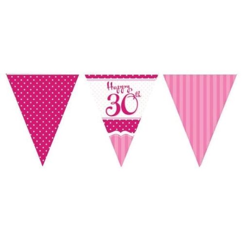 Perfectly Pink 30th Birthday Paper Flag Bunting