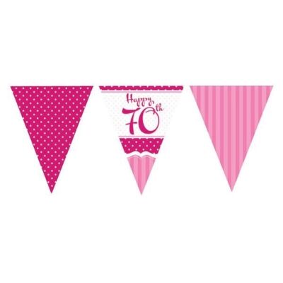 Drapeau en papier du 70e anniversaire parfaitement rose