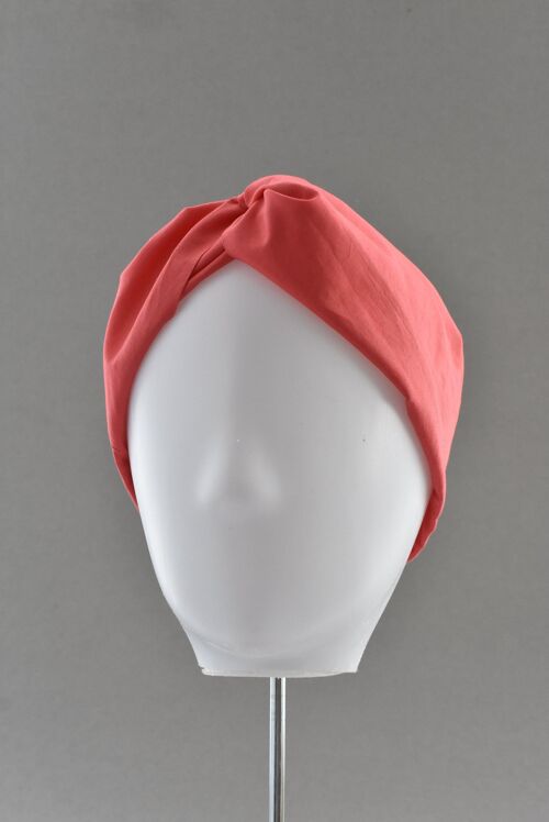 Coral Red Liberty of London - Twisted Turban hairband and neck scarf