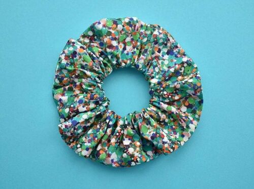 Green and Multicolour Spotty Reflections Scrunchie