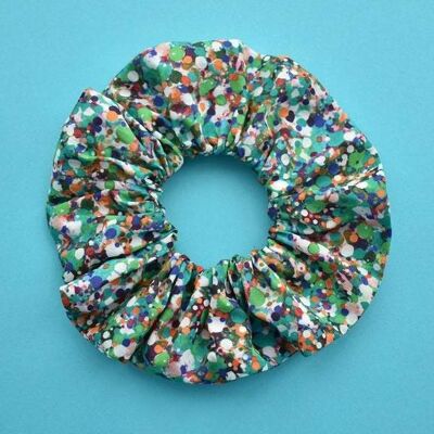 Green and Multicolour Spotty Reflections Scrunchie