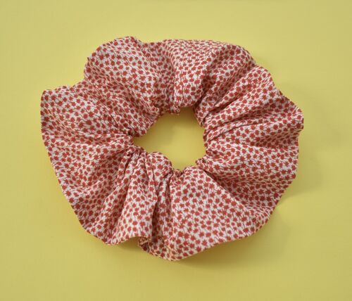 Red and White Floral Scrunchie