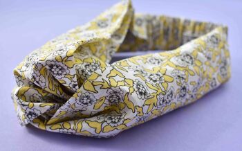 Bandeau Turban torsadé et foulard - Jaune, Blanc et Noir Liberty of London Dynasty Floral 3