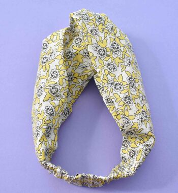 Bandeau Turban torsadé et foulard - Jaune, Blanc et Noir Liberty of London Dynasty Floral 6