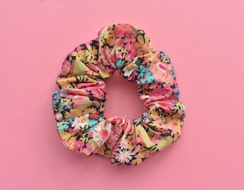 Bright Pink Floral Scrunchie