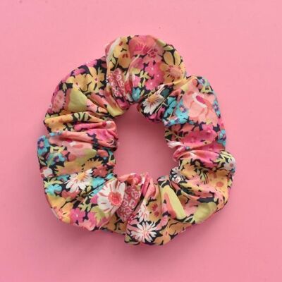 Bright Pink Floral Scrunchie