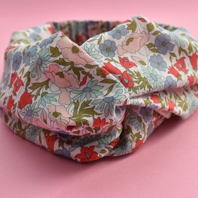 Diadema y pañuelo para el cuello con turbante trenzado floral de amapolas y margaritas