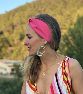 Bandeau et tour de cou Liberty Twisted Pink Turban 1