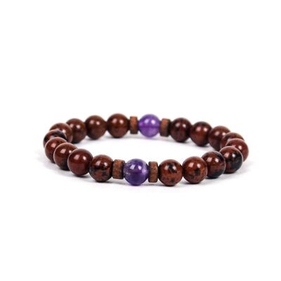 FASHIONA - kralen armband van obsidian en amethyst